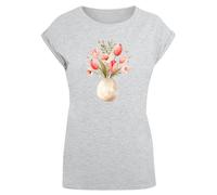 F4NT4STIC T-shirt 'Rosa Frühlingsblumenstrauß In Vase' gris chiné / mélange de couleurs, Taille XXL