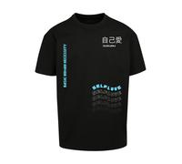 F4NT4STIC T-Shirt 'Self Love' bleu ciel / noir / blanc chiné, Taille 4XL