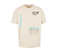 F4NT4STIC T-Shirt 'Self Love' sable / bleu ciel / noir chiné, Taille XS