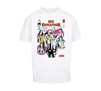 F4NT4STIC T-Shirt 'Sex Education Magazine Netflix TV Series' rose / rouge / noir / blanc, Taille S