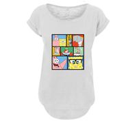 F4NT4STIC T-shirt 'Spongebob Schwammkopf' azur / jaune / noir / blanc chiné, Taille 4XL