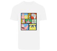 F4NT4STIC T-Shirt 'Spongebob Schwammkopf' bleu / jaune / rouge / blanc, Taille XXXL