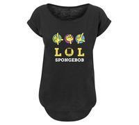 F4NT4STIC T-shirt 'Spongebob Schwammkopf LOL' jaune / vert / violet / noir / blanc, Taille XS