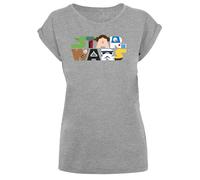 F4NT4STIC T-shirt 'Star Wars Character' marron / jaune / gris chiné / vert clair, Taille S