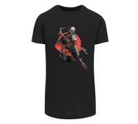 F4NT4STIC T-Shirt 'Star Wars The Mandalorian Blaster Rifles' bleu foncé / gris clair / rouge rubis / noir, Taille L