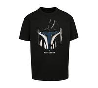 F4NT4STIC T-Shirt 'Star Wars The Mandalorian Helmet Silhouette' bleu / gris clair / noir, Taille S