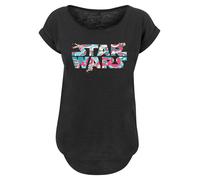 F4NT4STIC T-shirt 'Star Wars Wavy Ship' mélange de couleurs / noir, Taille XS