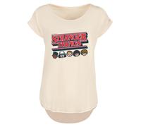 F4NT4STIC T-shirt 'Stranger Things Caricature Logo Netflix TV Series' beige clair / bleu marine / marron / rouge, Taille S
