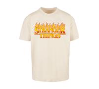 F4NT4STIC T-Shirt 'Stranger Things Fire Logo Netflix TV Series' beige clair / jaune d'or / rouge foncé, Taille XS