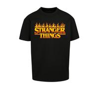 F4NT4STIC T-Shirt 'Stranger Things Fire Logo Netflix TV Series' jaune / orange / noir, Taille 4XL