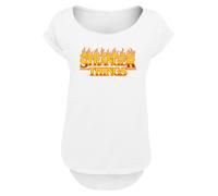 F4NT4STIC T-shirt 'Stranger Things Fire Logo Women Netflix TV Series' jaune / rouge / blanc, Taille S