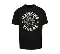 F4NT4STIC T-Shirt 'Stranger Things Hawkins Grey Tiger Netflix TV Series' gris clair / noir, Taille 4XL