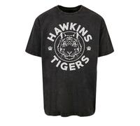 F4NT4STIC T-Shirt 'Stranger Things Hawkins Grey Tiger Netflix TV Series' gris clair / noir, Taille 5XL