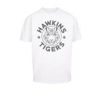 F4NT4STIC T-Shirt 'Stranger Things Hawkins Grey Tiger Netflix TV Series' noir / blanc, Taille XS