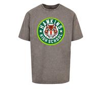 F4NT4STIC T-Shirt 'Stranger Things Hawkins Tiger Circle Netflix TV Series' graphite / pomme / vert foncé / blanc, Taille M