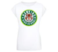 F4NT4STIC T-shirt 'Stranger Things Hawkins Tiger Netflix TV Series' blanc, Taille 5XL