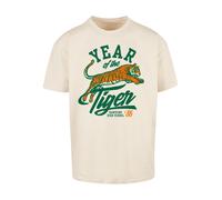 F4NT4STIC T-Shirt 'Stranger Things Hawkins Year of The Tiger 86 Netflix TV Series' beige clair / vert foncé / orange, Taille XL