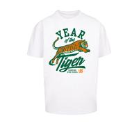 F4NT4STIC T-Shirt 'Stranger Things Hawkins Year of The Tiger 86 Netflix TV Series' vert foncé / orange / blanc, Taille XL