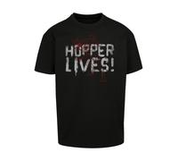 F4NT4STIC T-Shirt 'Stranger Things Hoppers Live Netflix TV Series' gris clair / rouge sang / noir, Taille L