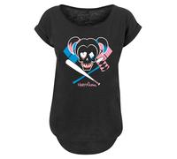 F4NT4STIC T-shirt 'Suicide Squad Harley Quinn Skull Emblem' bleu / rose / noir / blanc, Taille L