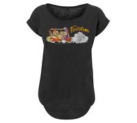 F4NT4STIC T-shirt 'The Flintstones Family Car' bleu clair / jaune / orange foncé / noir, Taille XS