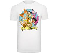 F4NT4STIC T-Shirt 'The Flintstones Group Circle' bleu clair / jaune / orange / blanc, Taille L
