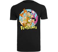 F4NT4STIC T-Shirt 'The Flintstones Group Circle' bleu clair / orange / pitaya / noir, Taille XXL