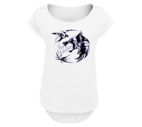 F4NT4STIC T-shirt 'The Witcher Wolf Logo Infill Netflix TV Series' violet / noir / blanc, Taille S