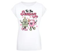 F4NT4STIC T-shirt 'Tis The Season Christmas Tree Cocoa' mélange de couleurs / blanc, Taille XS