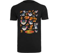 F4NT4STIC T-Shirt 'Tom And Jerry Many Faces and Tom and Jerry' caramel / gris foncé / noir / blanc, Taille XL