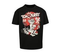 F4NT4STIC T-Shirt 'Tom And Jerry Rocket Prank' rouge / noir / blanc chiné, Taille XL