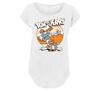 F4NT4STIC T-shirt 'Tom and Jerry TV Serie Play Baseball' gris / orange / blanc / blanc cassé, Taille S