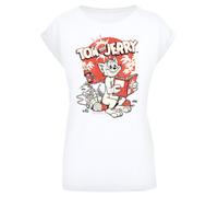 F4NT4STIC T-shirt 'Tom and Jerry TV Serie Rocket Prank' rouge / noir / blanc, Taille XS