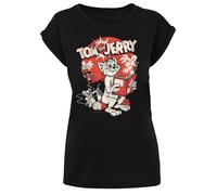 F4NT4STIC T-shirt 'Tom and Jerry TV Serie Rocket Prank' rouge vif / noir / blanc cassé, Taille S