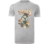 F4NT4STIC T-Shirt 'Tom und Jerry The Chase Is On' marron / jaune pastel / gris / gris chiné, Taille S
