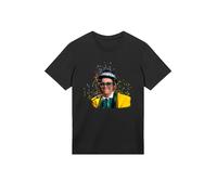 F4NT4STIC T-Shirt 'TV Times Elton John At The Piano 1977' jaune clair / noir / blanc naturel, Taille XS