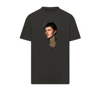 F4NT4STIC T-Shirt 'TV Times Pop Star David Bowie 1977' beige / olive / noir, Taille XS