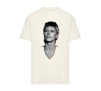 F4NT4STIC T-Shirt 'TV Times Pop Star David Bowie Portrait 1977' crème / gris / noir, Taille S