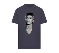 F4NT4STIC T-Shirt 'TV Times Pop Star David Bowie Portrait 1977' marine / bleu cyan / gris / rouge, Taille 5XL