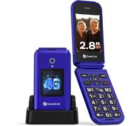 F4Plus 4G Téléphone À Clapet,Conçu Pour Les Personnes Âgées,Grosses Touches,Gros Volume,Batterie 1400Mah,Bouton Sos,Numérotation Rapide(M1/M2),Bleu