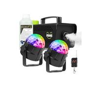 F500S - Pack Machine à Fumée 500 Watts avec 2 x Boules Disco RGB et 1L de Liquide à Fumée Standard