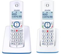 F530 Duo - Téléphone Fixe Sans Fil Dect - Grand Écran Rétroéclairé - Mains Libres - Fonction Blocage Des Appels - 2 Touches De Mémoires Directes - 2 Combinés - Blanc/Bleu