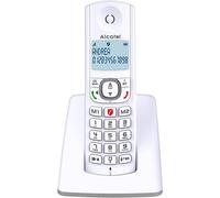 F530 - Téléphone Fixe Sans Fil Dect - Grand Écran Rétroéclairé - Mains Libres - Fonction Blocage Des Appels - 2 Touches De Mémoires Directes - Blanc/Gris