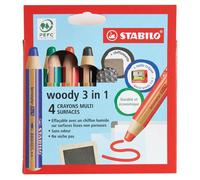 [F54497] STABILO Kit 4 crayons multisurfaces woody 3in1 + taille crayon + chi...