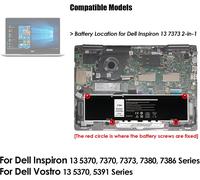 F62G0 Battery for Dell Inspiron 13 7000 7370 7380 7386 5370 7373-2n1 for Vostro 13 5370 D1525S Series RPJC3 39DY5 [11.55 3200mAh]
