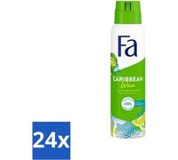 Fa - Caribbean Wave - Déodorant en spray - Citron - 150 ml - pack économique - 24 pièces