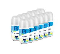 Fa Déodorant roll-on Sport (12 x 50 ml) anti-transpirant avec une protection jusqu'à 48 h contre la transpiration et les odeurs corporelles, déodorant au parfum frais et vivifiant d'agrumes verts