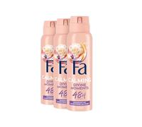 FA Divine Moments Déodorant en spray (3 x 150 ml), parfum fleur de camélia sauvage, formule végétalienne, arrête les bactéries, déodorant sans sels d'aluminium