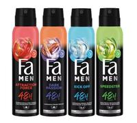 Fa For Men Dark Passion & Attraction Force & Kick Off & Speedster Lot de 4 déodorants anti-transpirants 150 ml