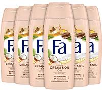 FA - Gel douche crème et huile Cacao (6 x 250 ml), crème de douche nourrissante, formule douce et végétalienne, 94% d'ingrédients d'origine naturelle